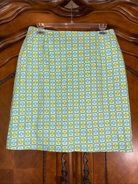 Melly M Blue & Green Geometric A-Line Skirt